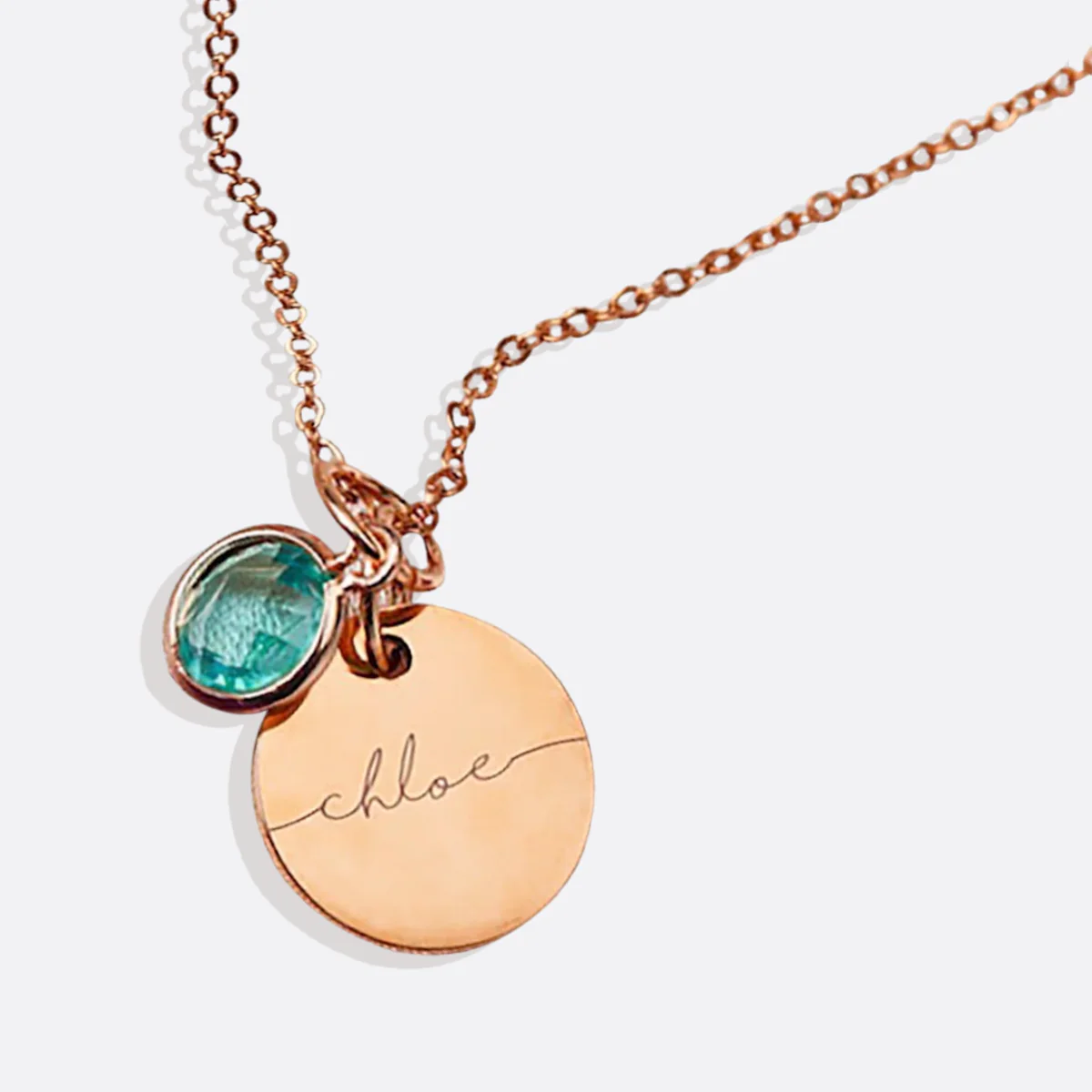 Monogram Script Birthstone Name Necklace