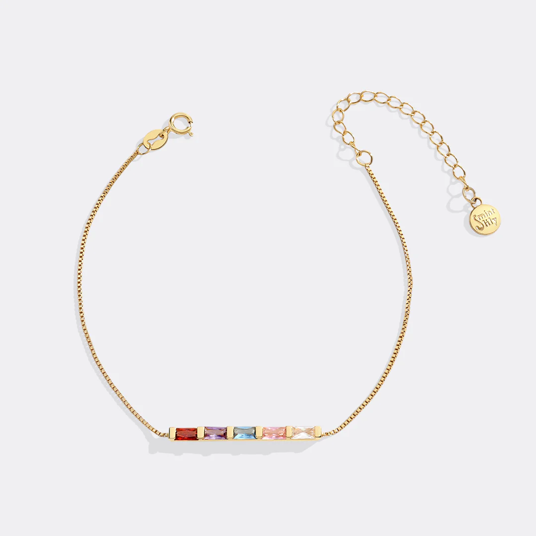 Dainty Baguette Birthstone Bracelet