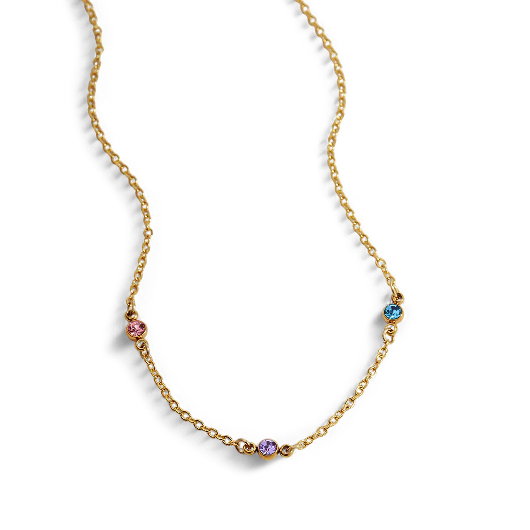 Dainty Birthstone Station Necklace
