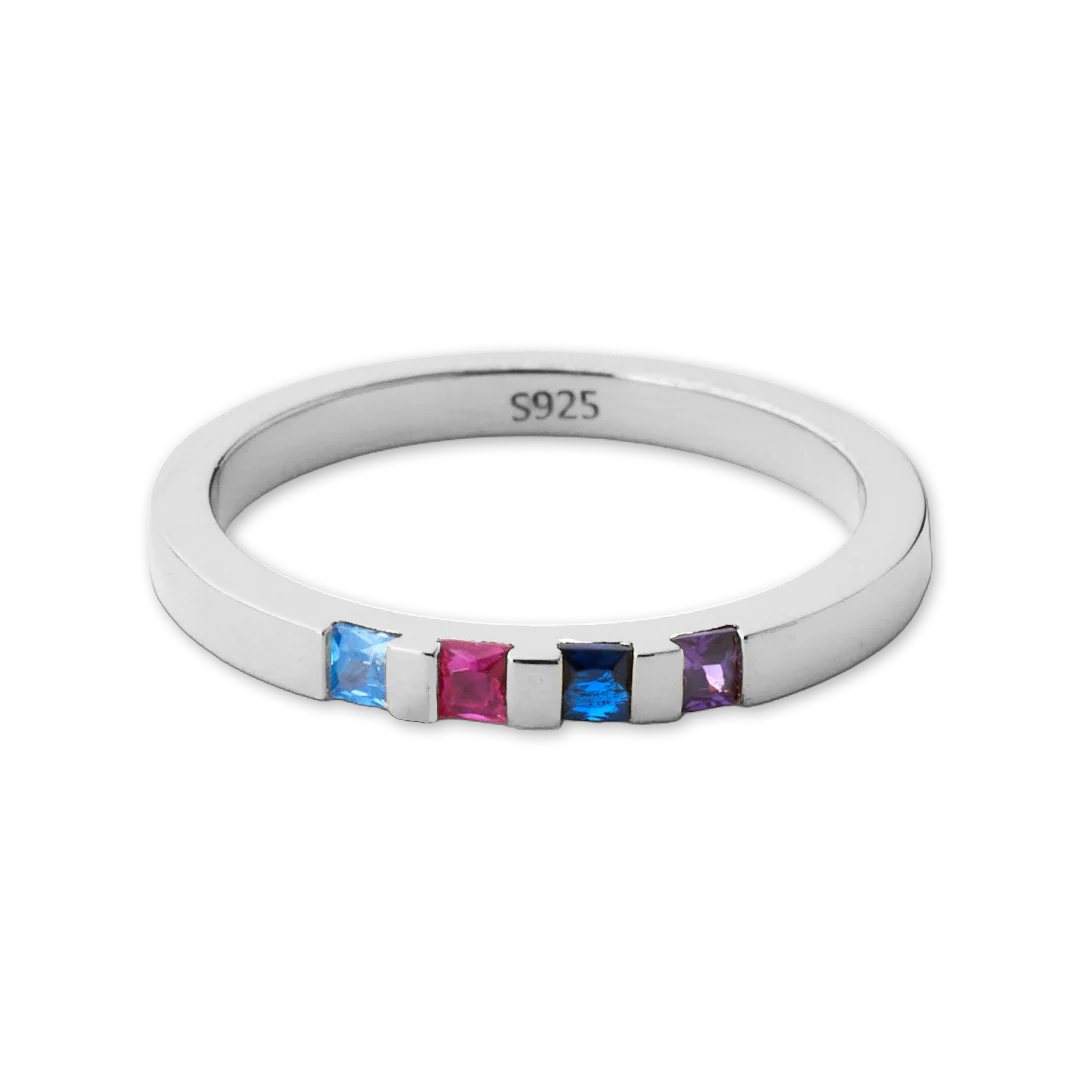 Princess-Cut Birthstone Band Ring