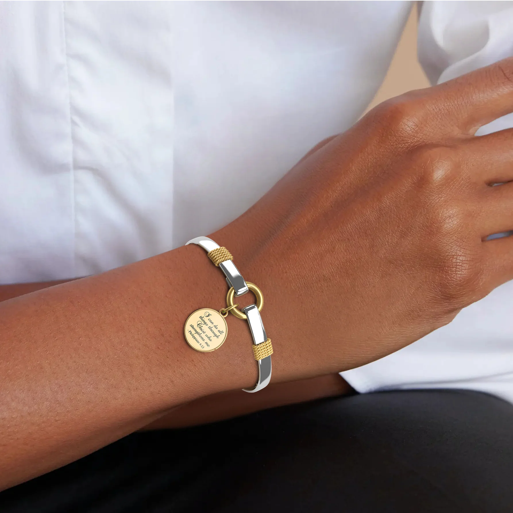 All Things Through Christ - Two-Tone Custom Charm Bracelet