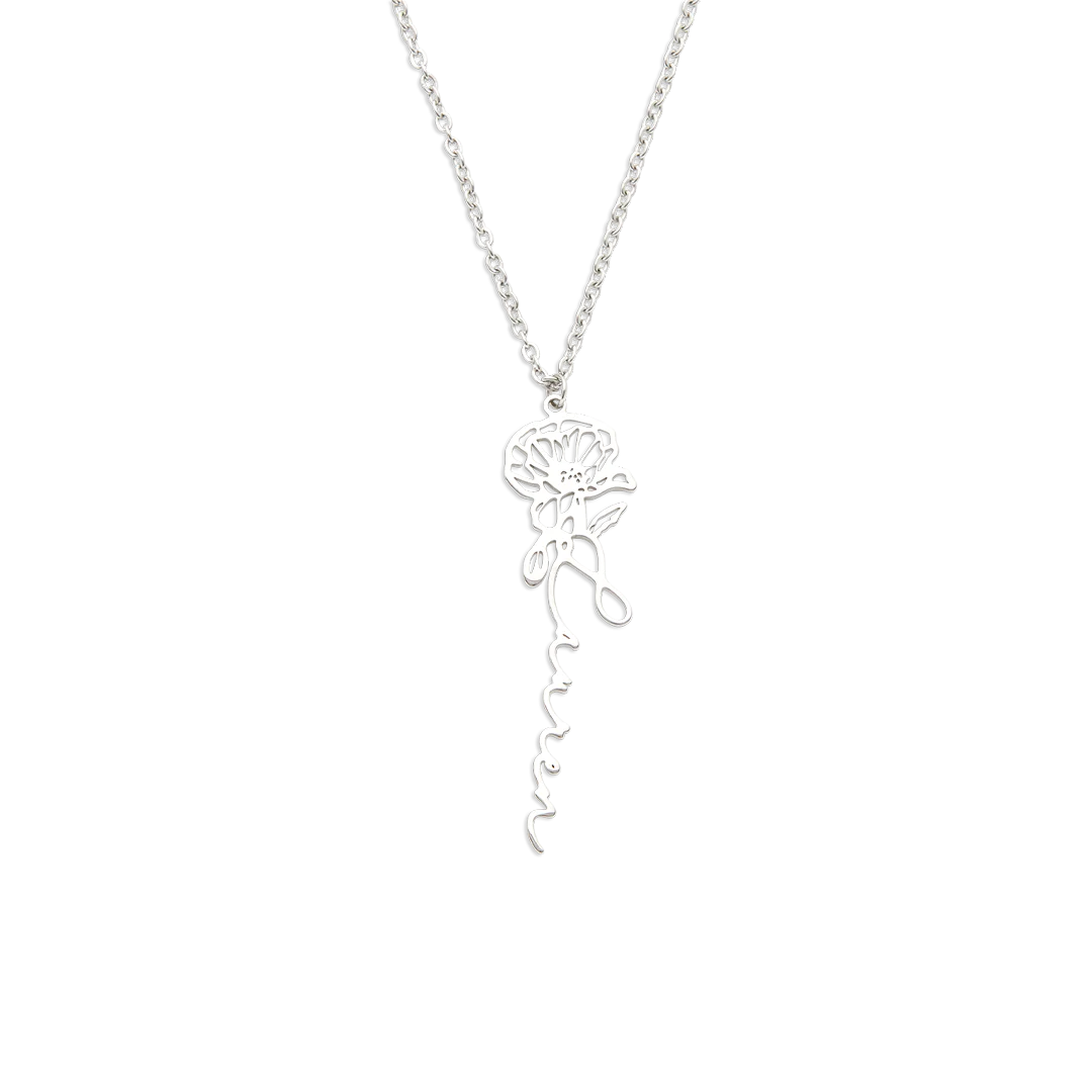 Birth Flower Name Necklace