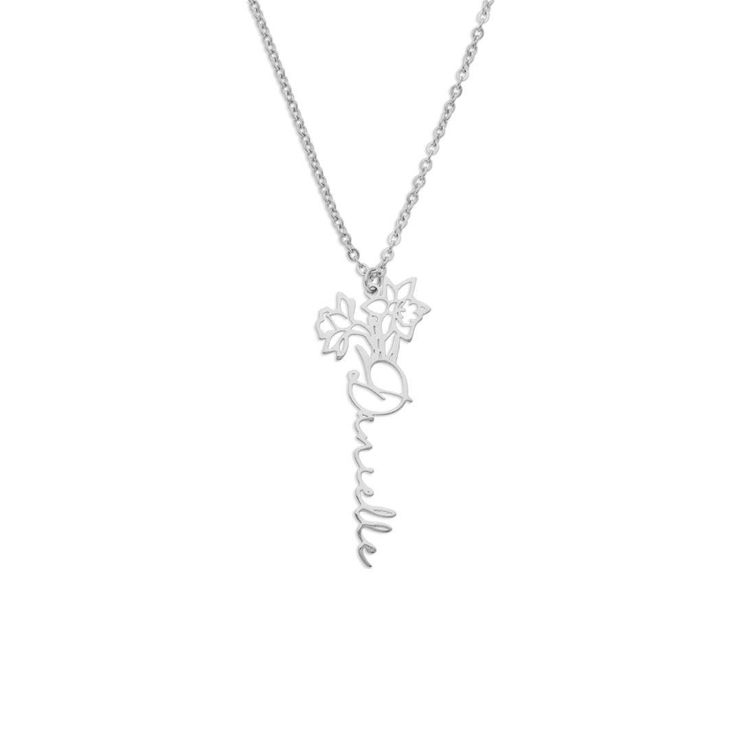 Birth Flower Name Necklace