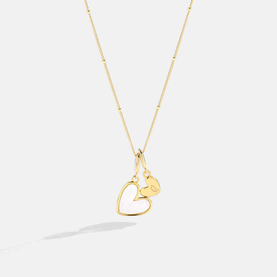 Mother Of Pearl Heart Initial Necklace