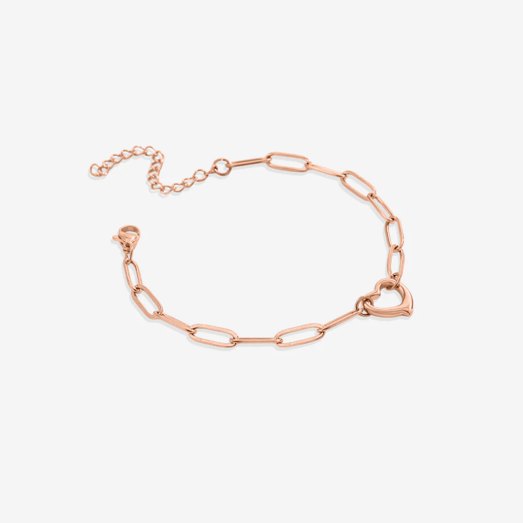 Open Heart Paperclip Chain Bracelet