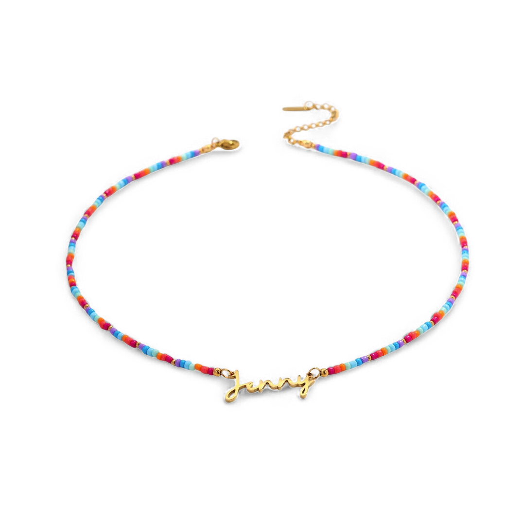 Beach Vibes Beaded Fairy Name Necklace