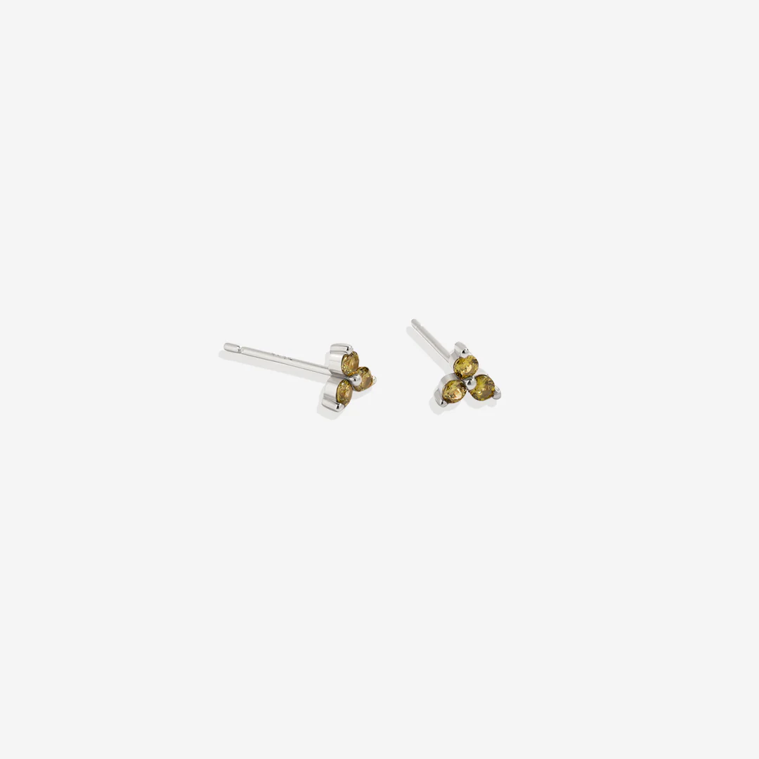 Trinity Birthstone Stud Earrings