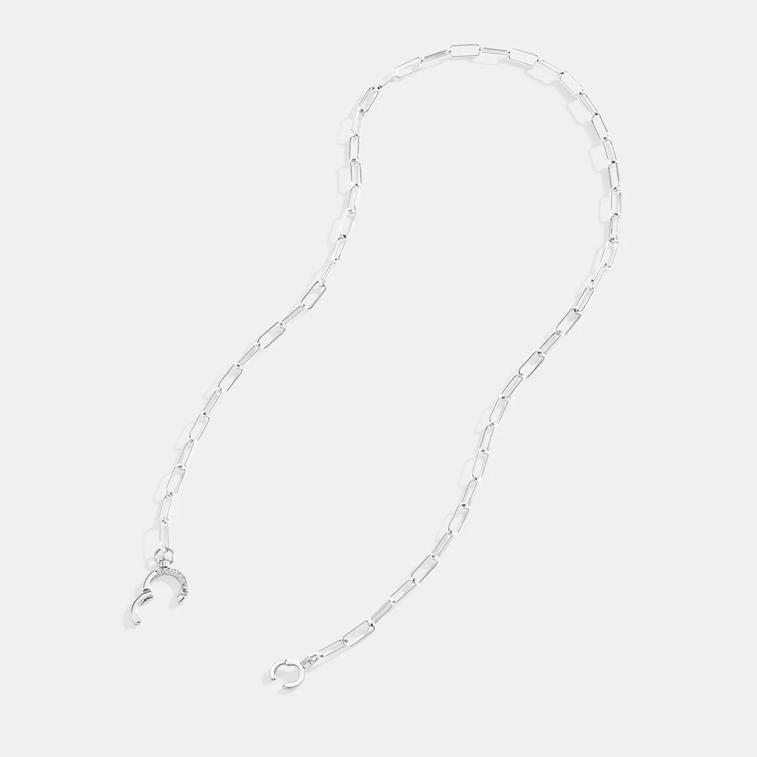 Pave Mint Paperclip Necklace