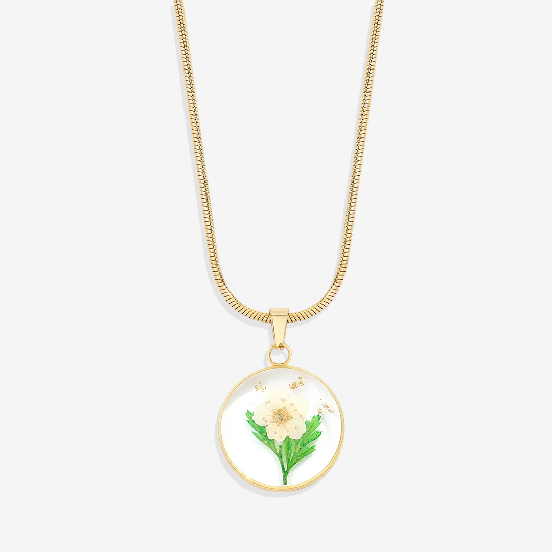 Pressed Birth Flower Necklace