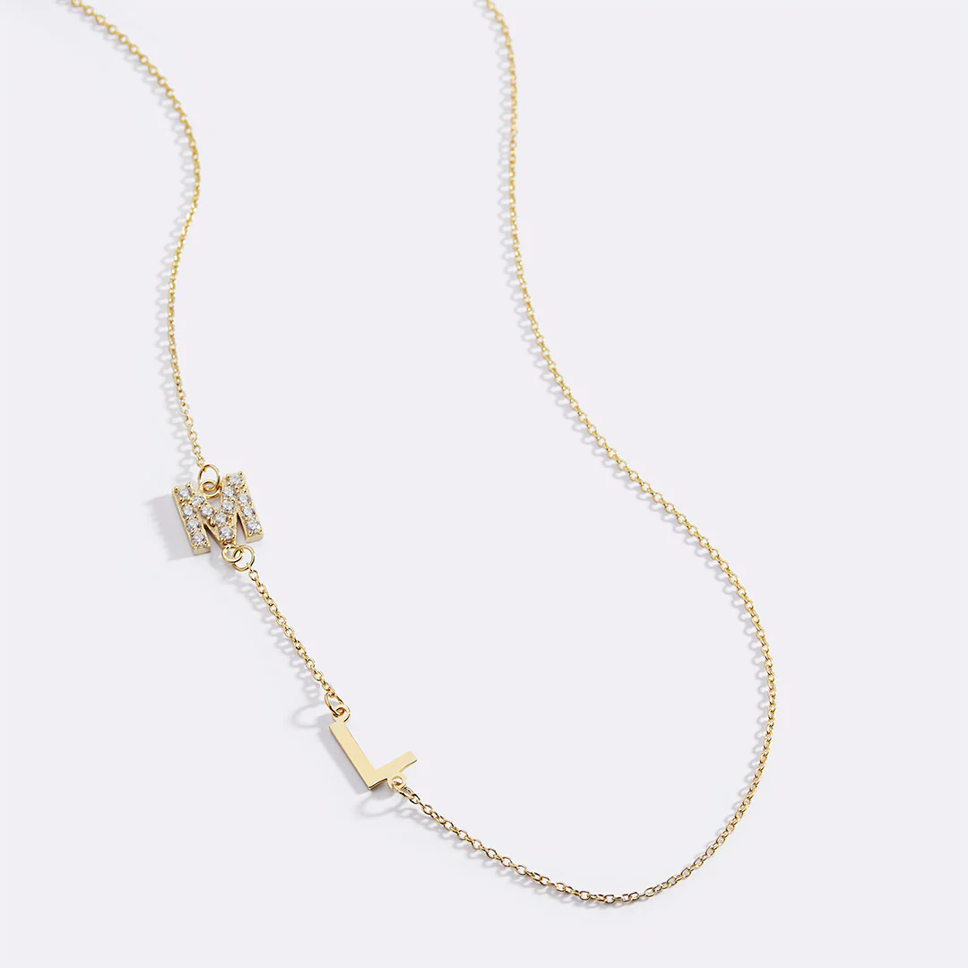 Custom Diamond & Gold 2 Initial Necklace