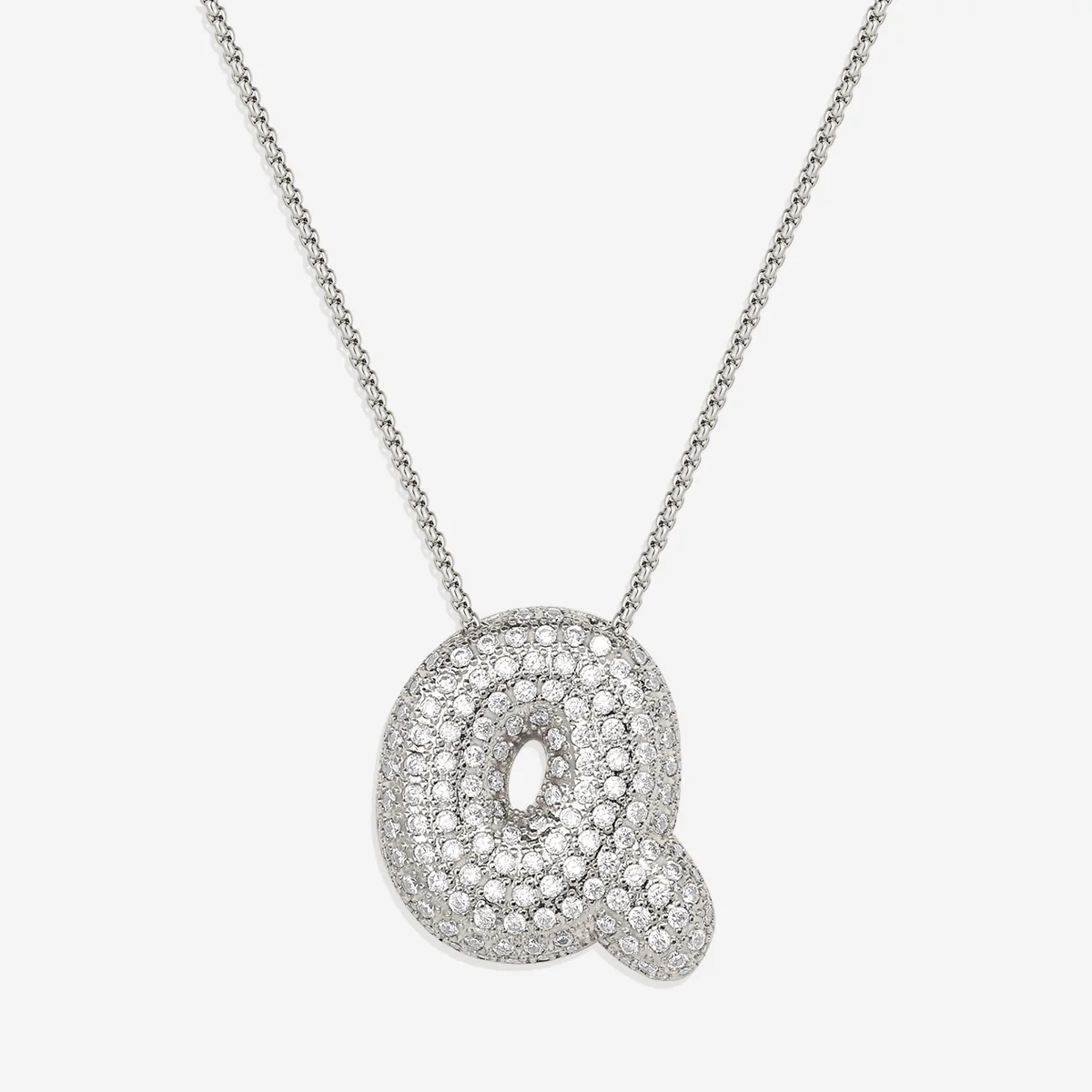 Pave Bubble Initial Necklace