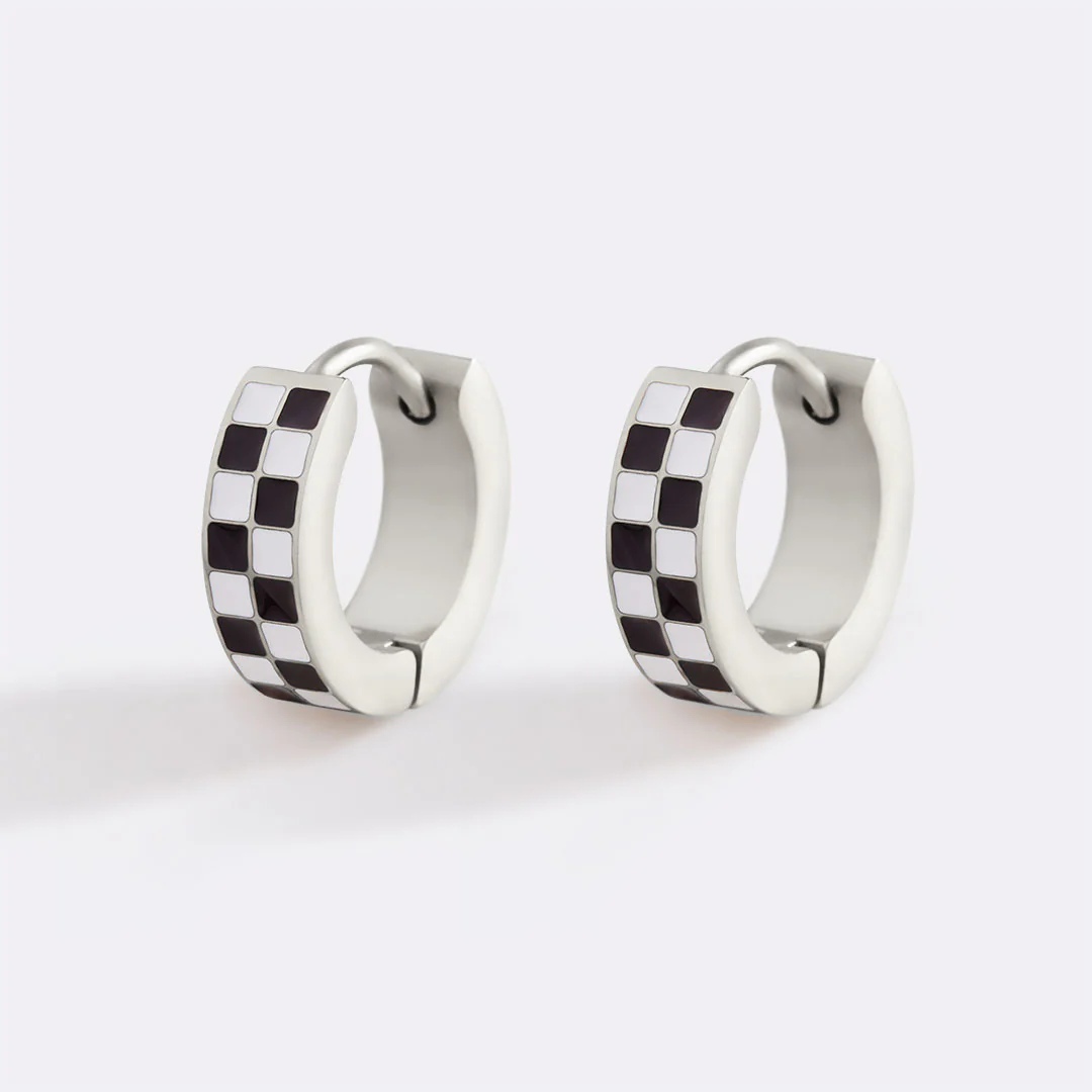 Checkered Hoop Earrings