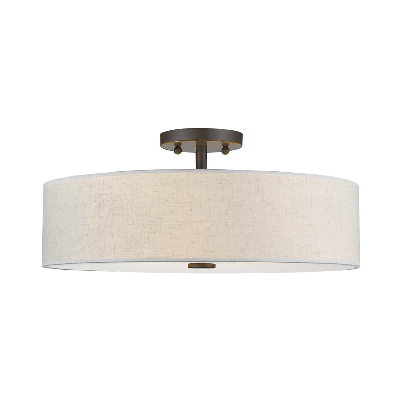 Linen Blend Semi Flush Mount