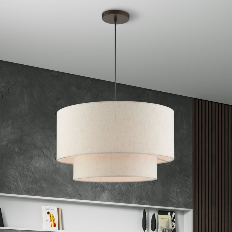 Linen Blend Semi Flush Mount