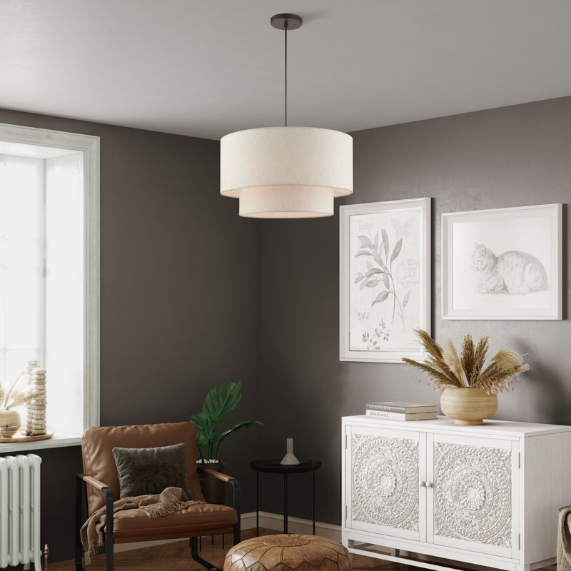 Linen Blend Semi Flush Mount