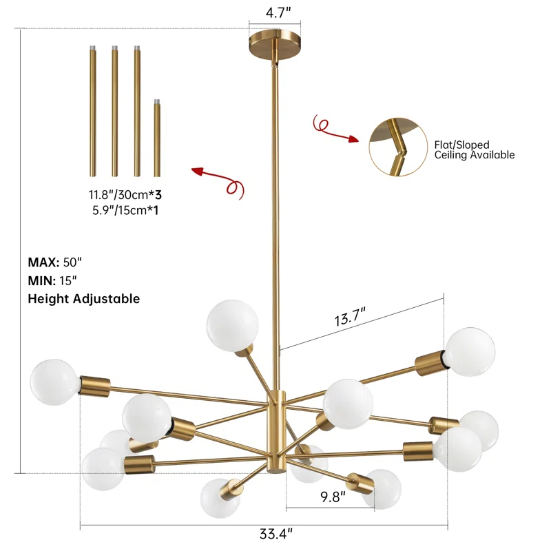 Croner Dimmable Sputnik Chandelier