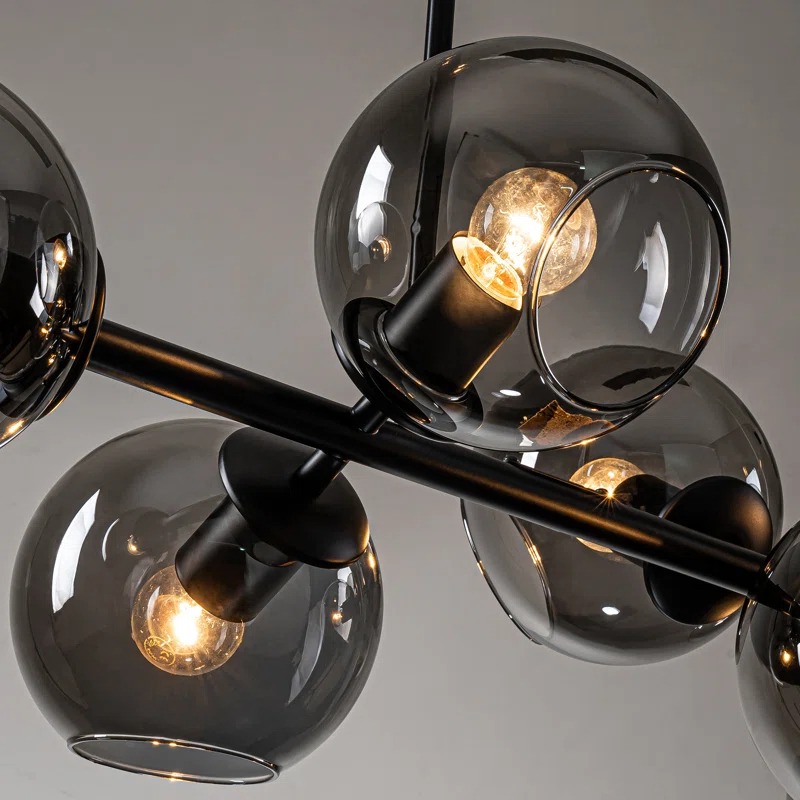 Light Glass Globe Modern Linear Chandelier