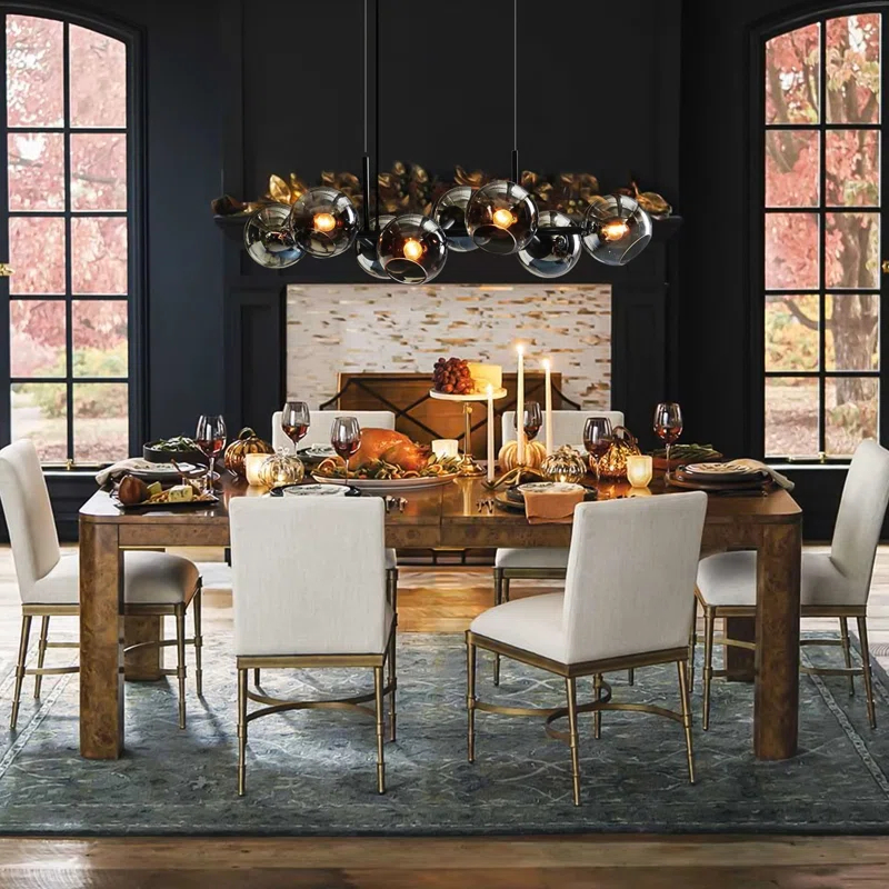 Light Glass Globe Modern Linear Chandelier