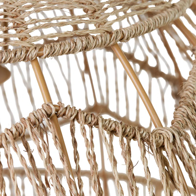 Metal and Woven Hemp Rope Hanging Pendant, Brown