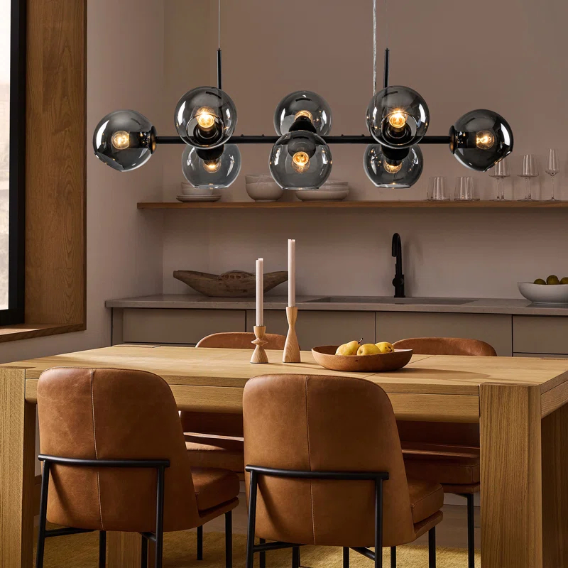 Light Glass Globe Modern Linear Chandelier