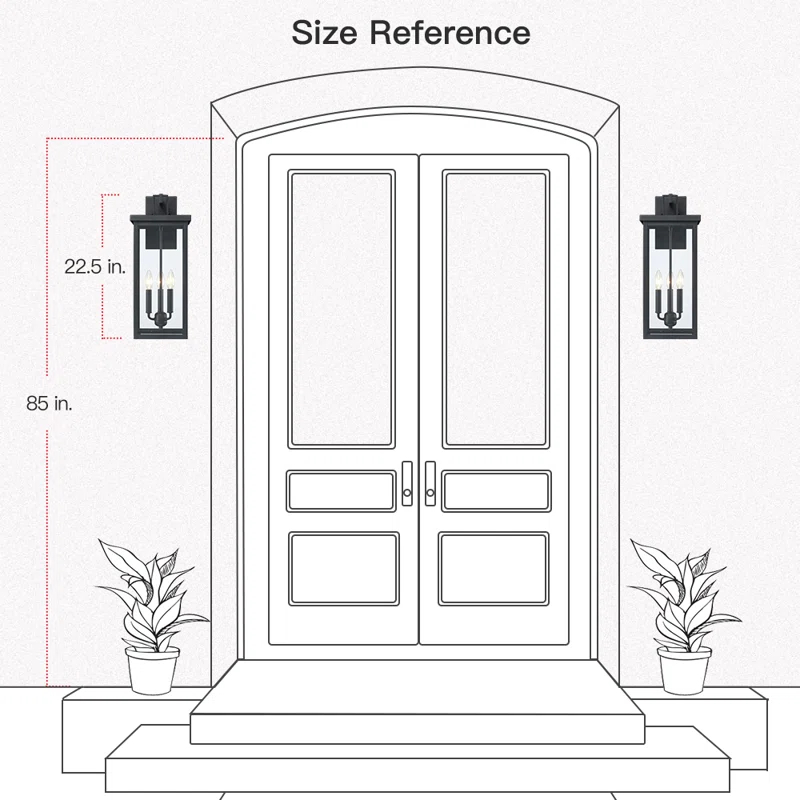 Large Black Outdoor Wall Lantern Sconce Light