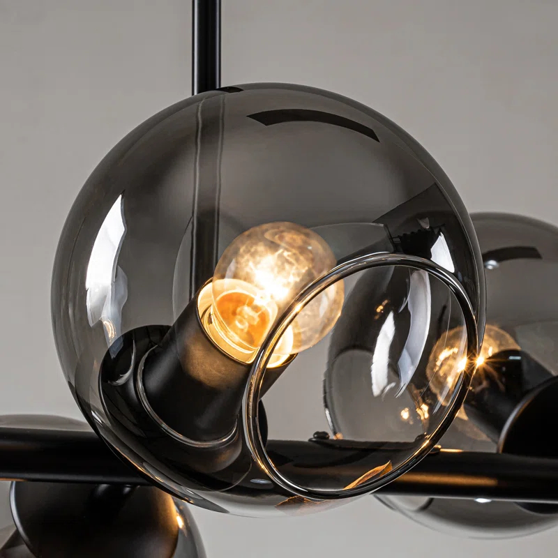 Light Glass Globe Modern Linear Chandelier