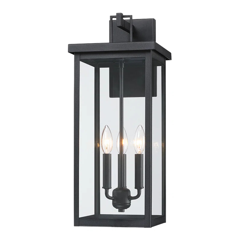 Large Black Outdoor Wall Lantern Sconce Light
