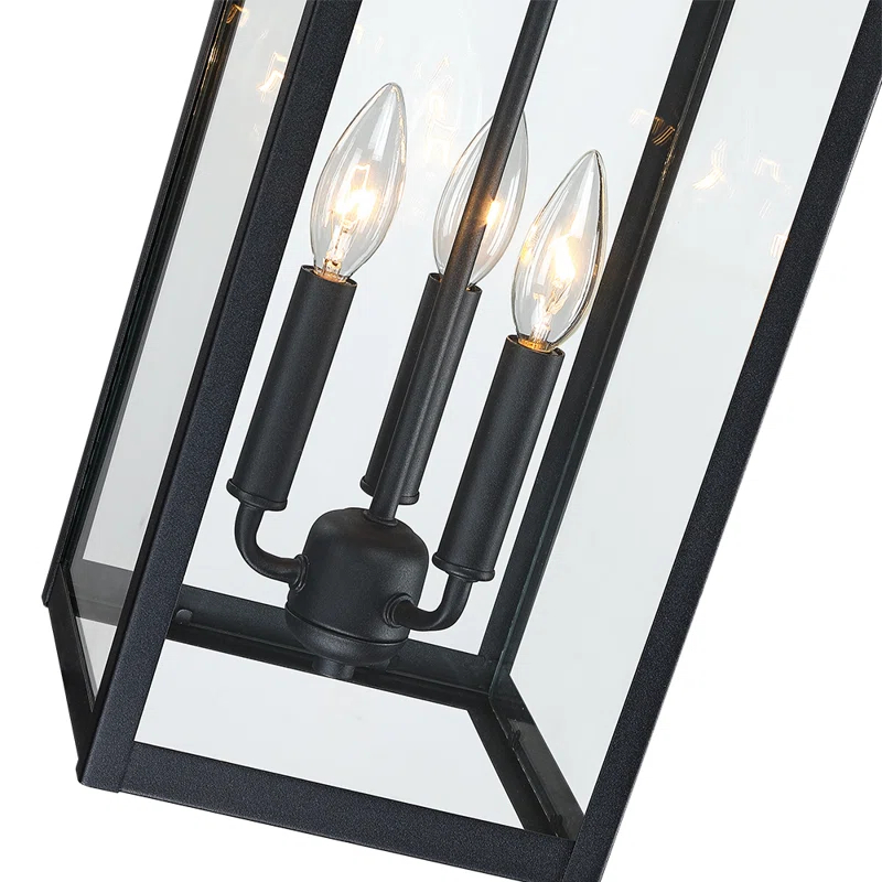 Large Black Outdoor Wall Lantern Sconce Light