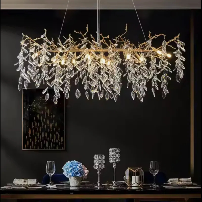 Bloom Luxury Gold Branch Pendant Chandelier With Amber Glass Shades | Round Or Elliptic Shape