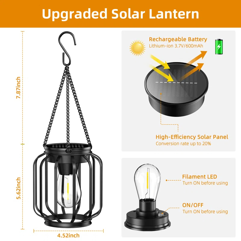 Solar Powered Integrated LED Outdoor Lantern