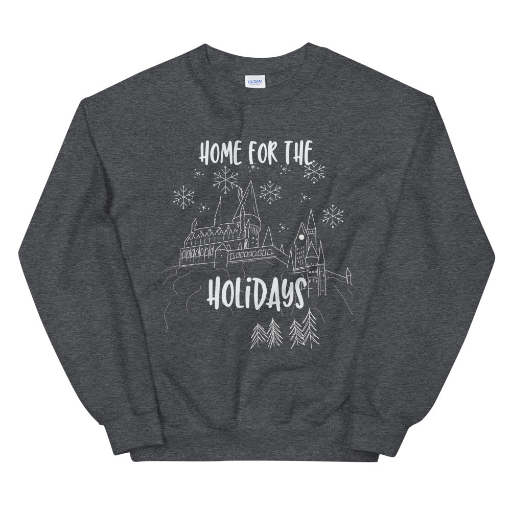 Home for the Holidays Sweatshirt Magical Christmas Castle Holiday Snowfall Sweatshirt