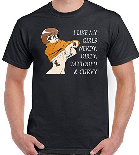Nerdy, Dirty, Tattooed and Curvy - Mens Funny T-Shirt Scooby Doo Velma Tattoo Cartoon t shirt men Unisex New Fashion tshirt