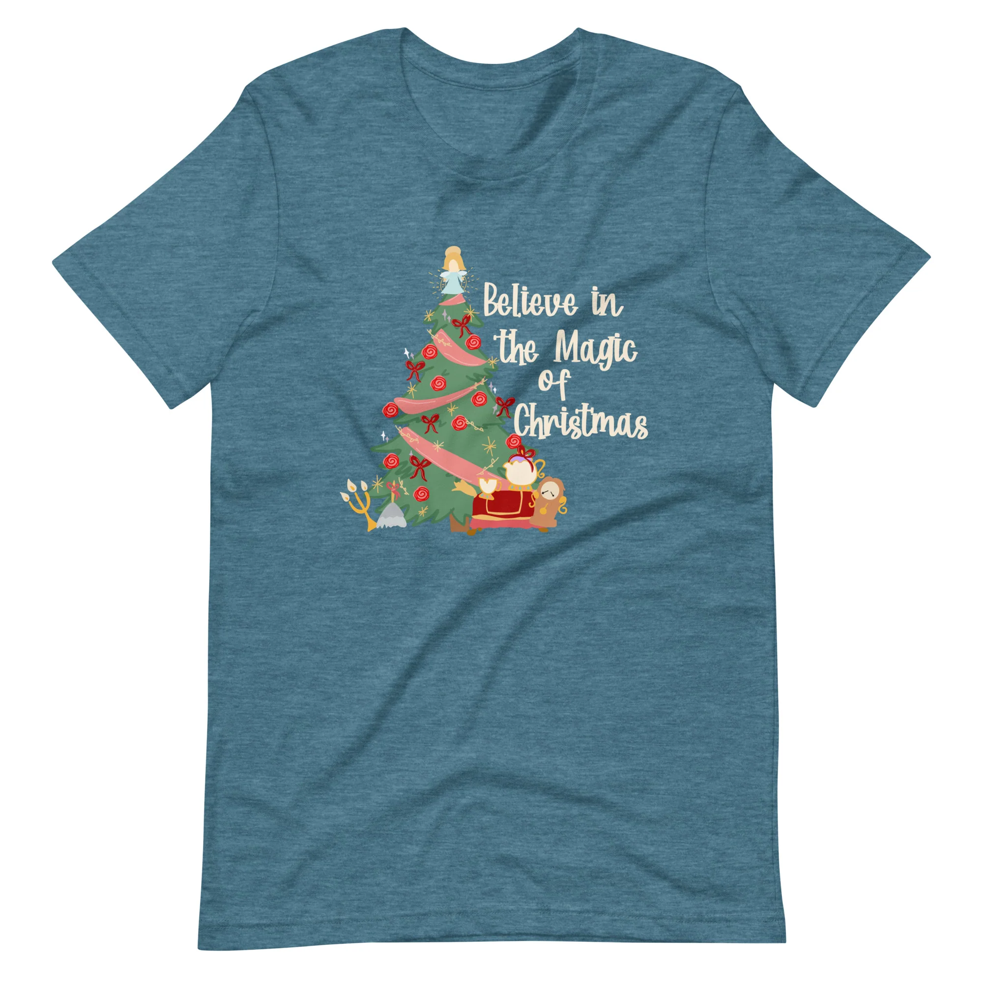 Disney Christmas Beauty and The Beast T-Shirt Magic of Christmas Princess Tree Unisex t-shirt
