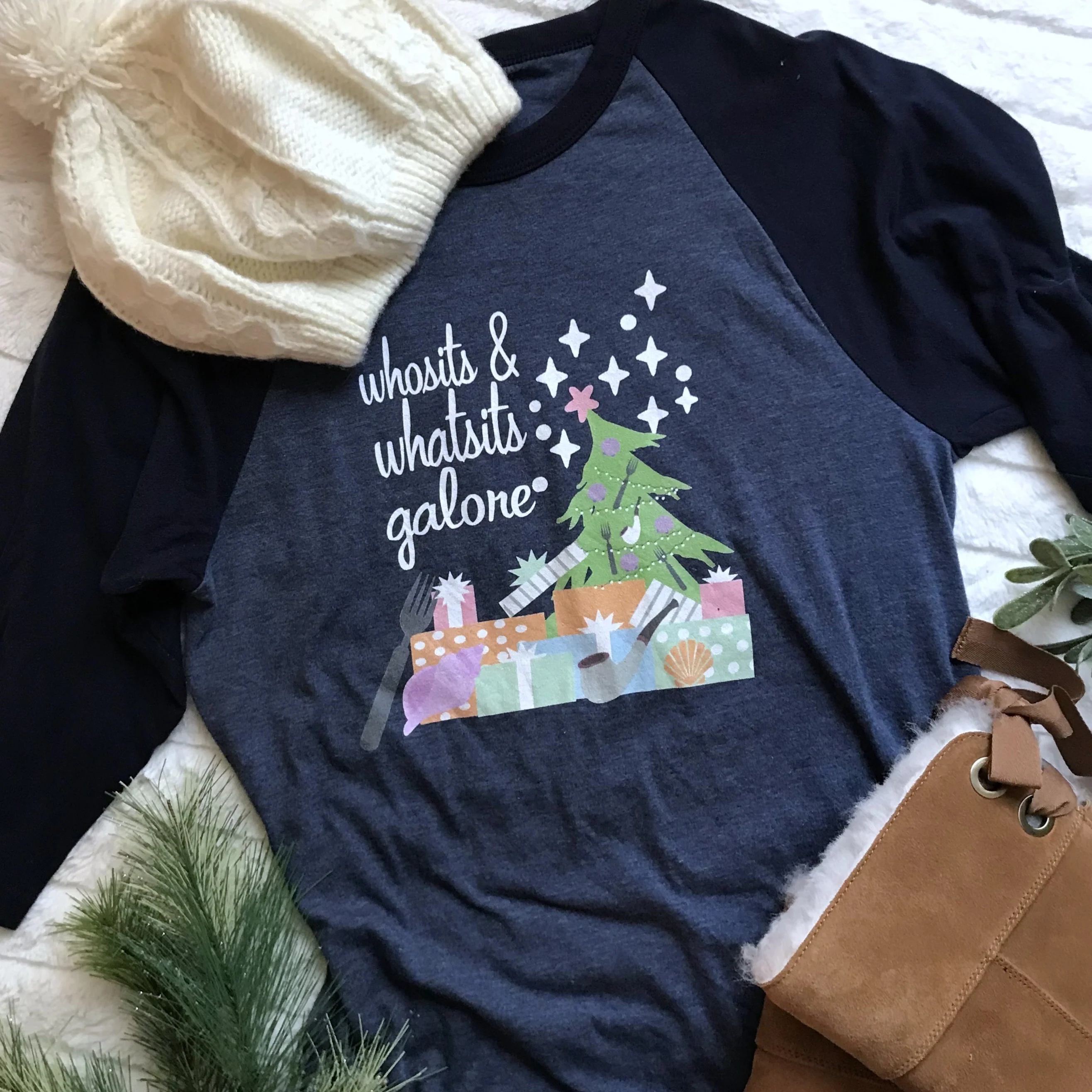 Little Mermaid Christmas Whosits and Whatsits Galore, Disney Christmas Raglan Shirt