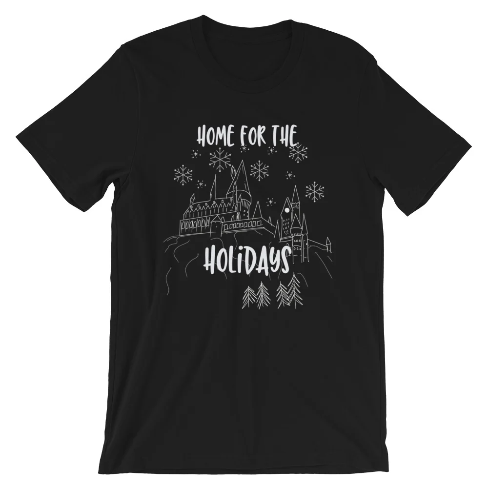 Home for the Holidays T-shirt Magical Christmas Castle Holiday Snowfall T-Shirt
