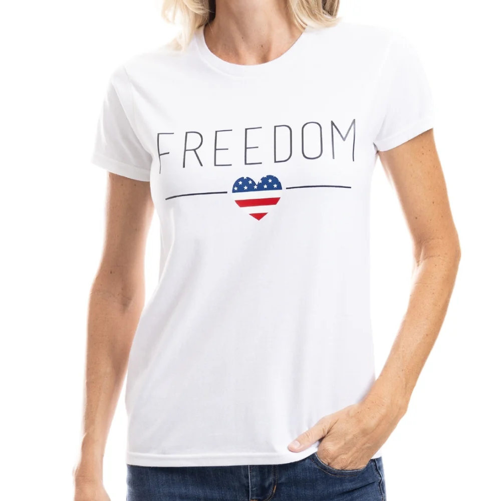 Women's Freedom Flag Heart T-Shirt