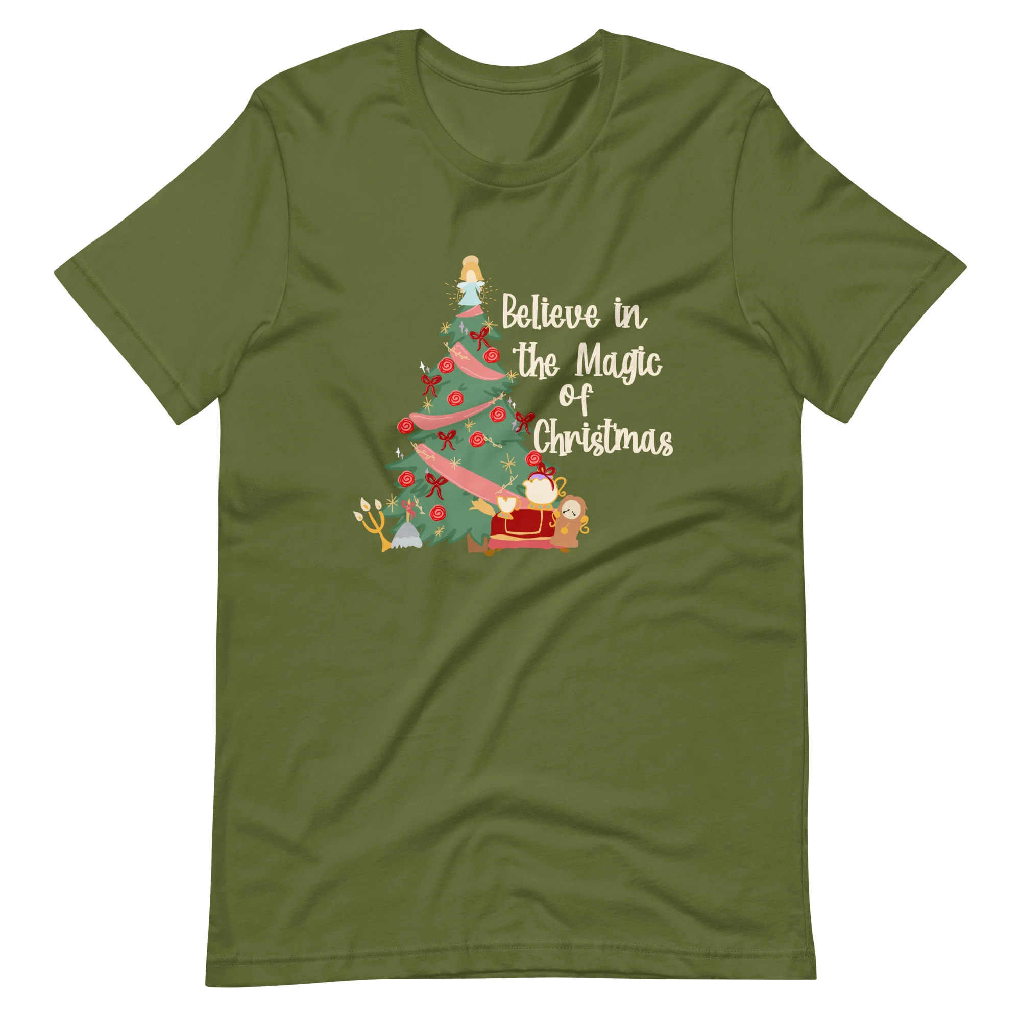 Disney Christmas Beauty and The Beast T-Shirt Magic of Christmas Princess Tree Unisex t-shirt