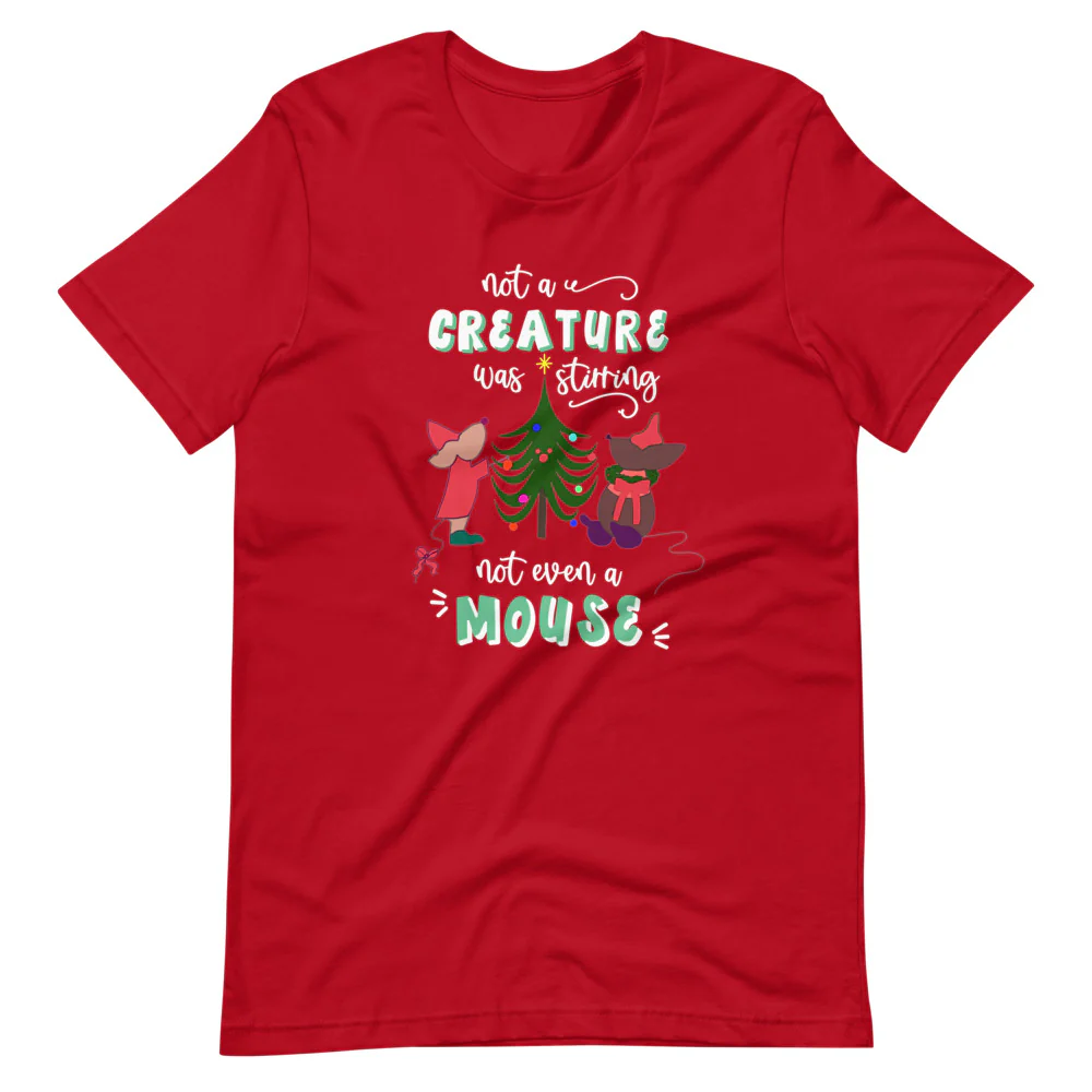 Disney Christmas Jaq and Gus T-Shirt Disney Cinderella Christmas Disney Shirt Christmas Tree Short-Sleeve Unisex T-Shirt
