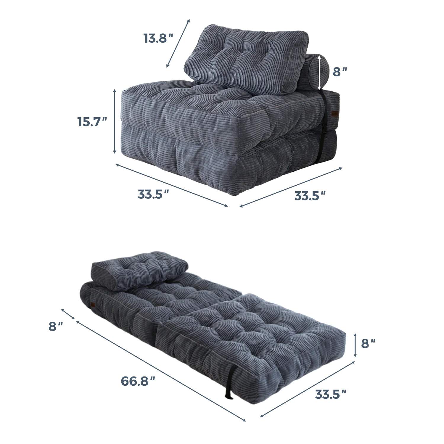 MAXYOYO Corduroy Sofa Bed - Convertible Sleeper Chair with Back Support