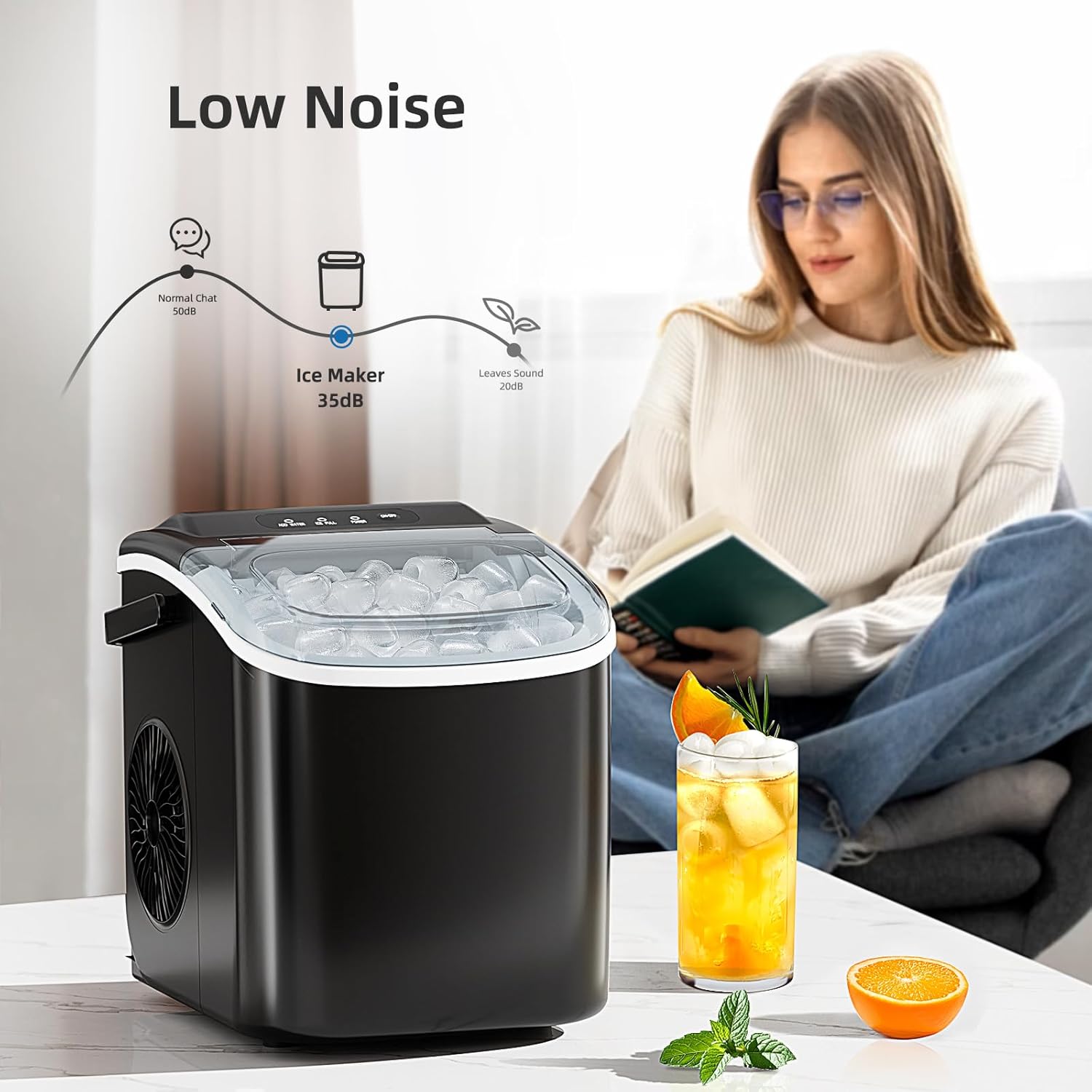 Antarctic Star Clear Ice Cube Maker, 3 pcs in 25 mins, 150 pcs/Day, CrystalFlux Technology, Self-Cleaning, 24H Timer, Enhanced Insulation for Whiskey & Bourbon