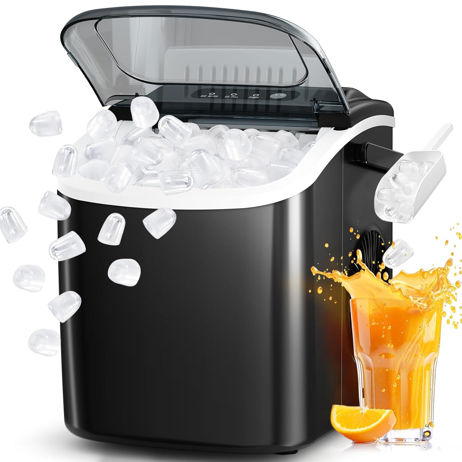 Antarctic Star Clear Ice Cube Maker, 3 pcs in 25 mins, 150 pcs/Day, CrystalFlux Technology, Self-Cleaning, 24H Timer, Enhanced Insulation for Whiskey & Bourbon