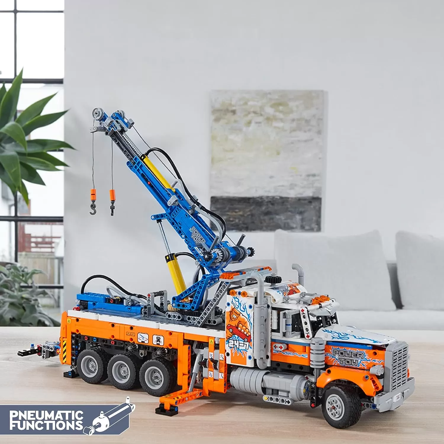 - Technic Heavy-Duty Tow Truck 42128 with Crane Toy Model Building Set, Engineering for Kids Seriesv
