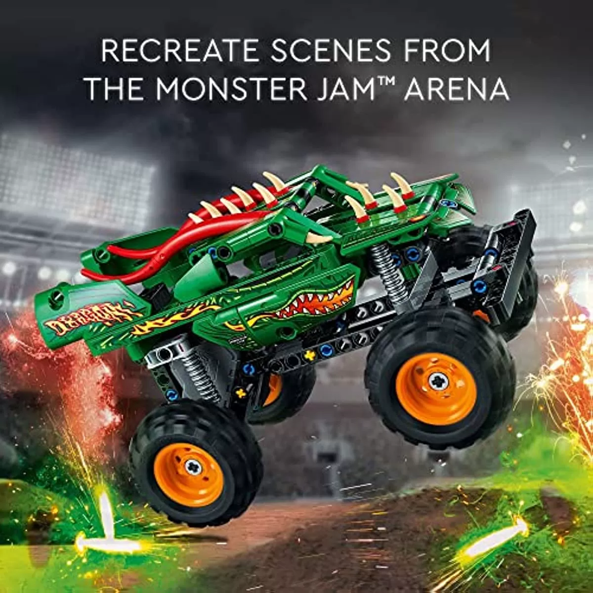 - Technic Monster Jam Dragon 42149, Monster Truck Toy for Boys and Girls, 2in1 Racing Pull Back Car Toys for Off Road Stunts, Kids Birthday Gift Idea