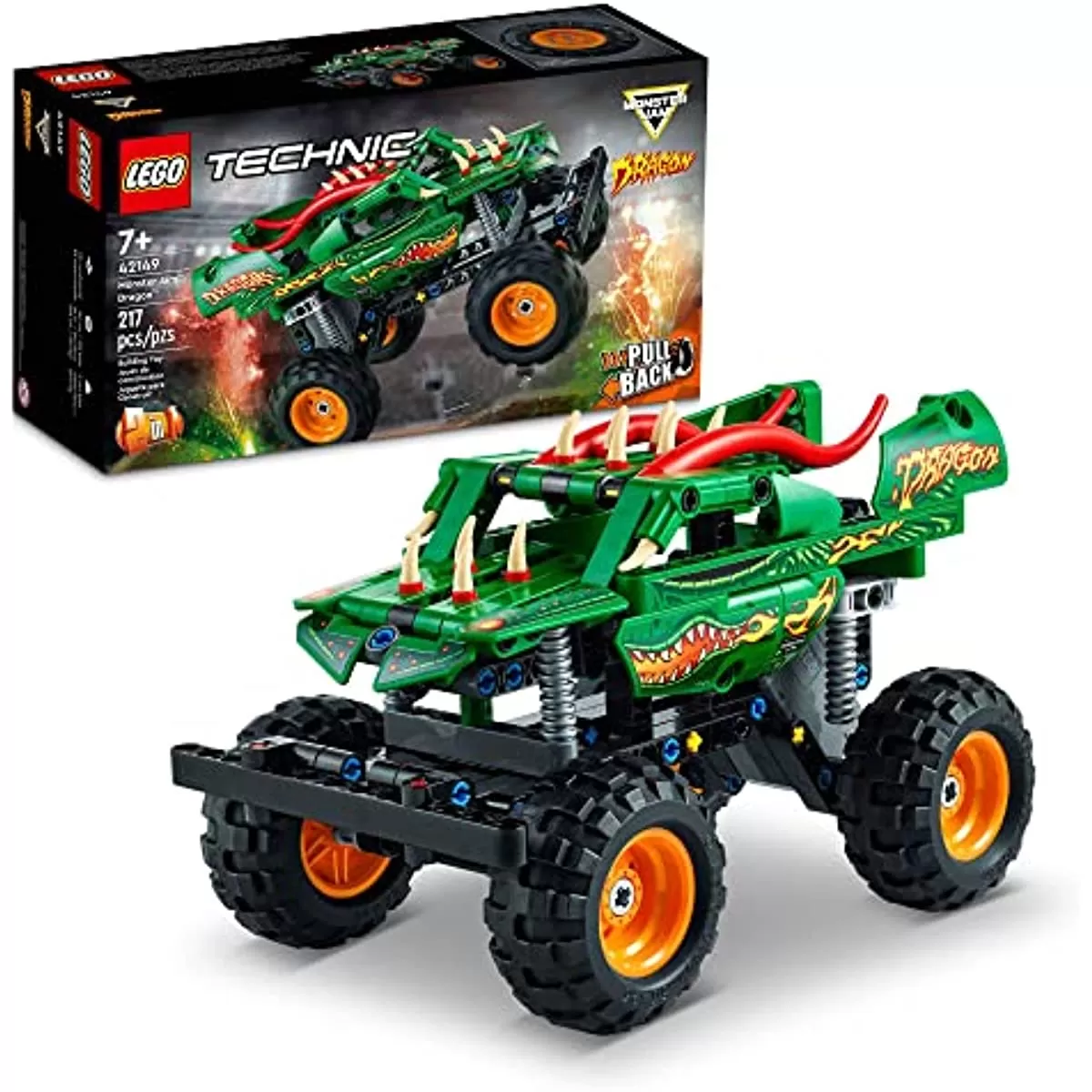 - Technic Monster Jam Dragon 42149, Monster Truck Toy for Boys and Girls, 2in1 Racing Pull Back Car Toys for Off Road Stunts, Kids Birthday Gift Idea