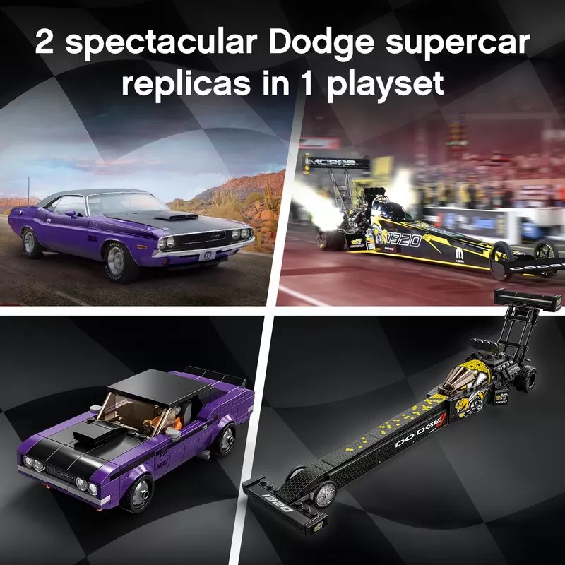- 76904 SPEED CHAMPIONS MOPAR DODGE SRT TOP FUEL DRAGSTER AND 1970 DODGE CHALLENGER T/A