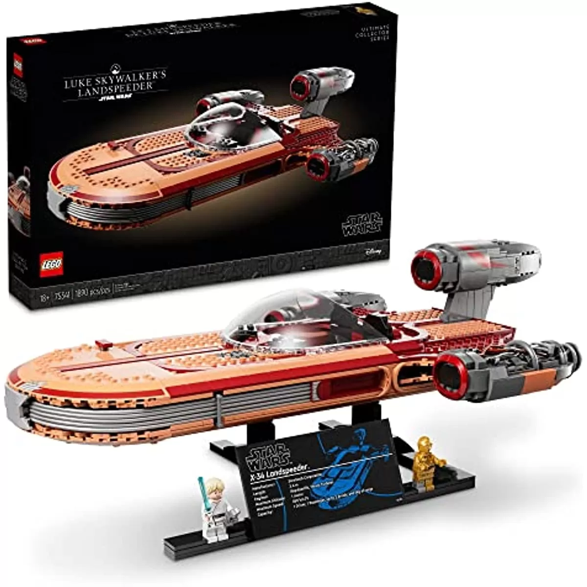 - Star Wars Luke Skywalker’s Landspeeder 75341 Collectible Building Display Set for Adult Fans of Star Wars (1,890 Pieces)