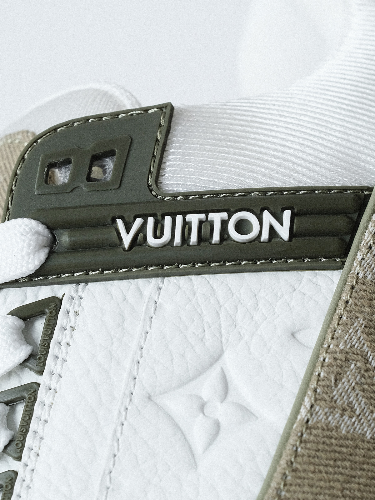 LOUIS VUITTON Trainer cow leather khaki green for men and women.