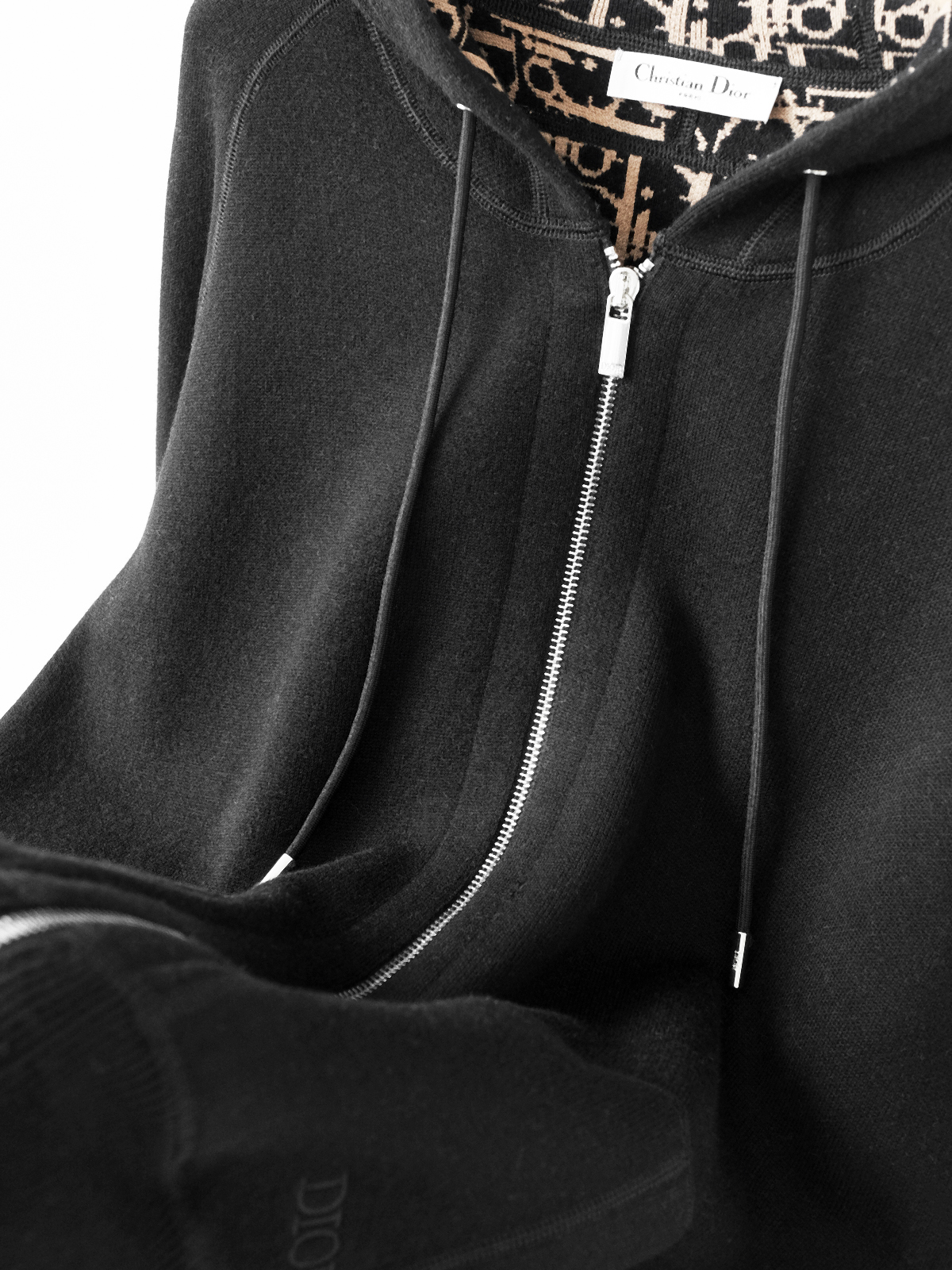 Dior blue jacquard hooded coat