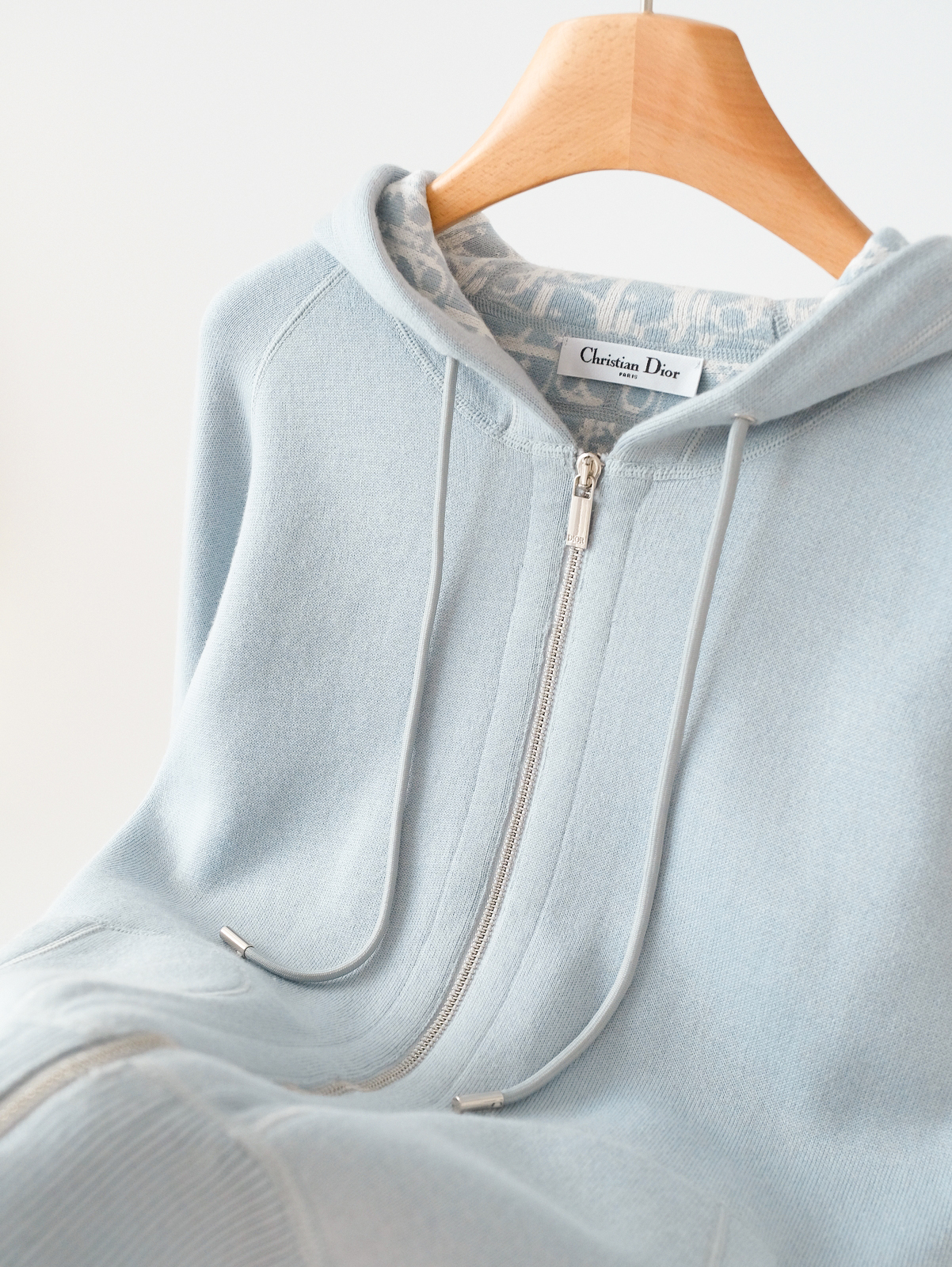 Dior blue jacquard hooded coat