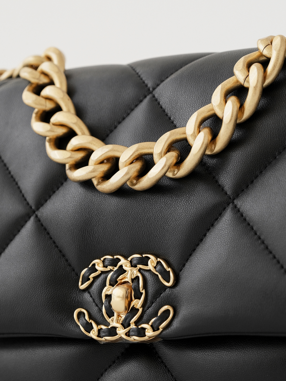 Chanel 19 black gold bag